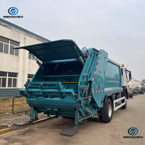 HOWO 4X2 Abfallverdichter, Müllwagen, Komprimierung, Müllabfuhr, Transportwagen, Mülltransfer, Entsorgung, Recycling, Abfallmanagement, Müllwagen